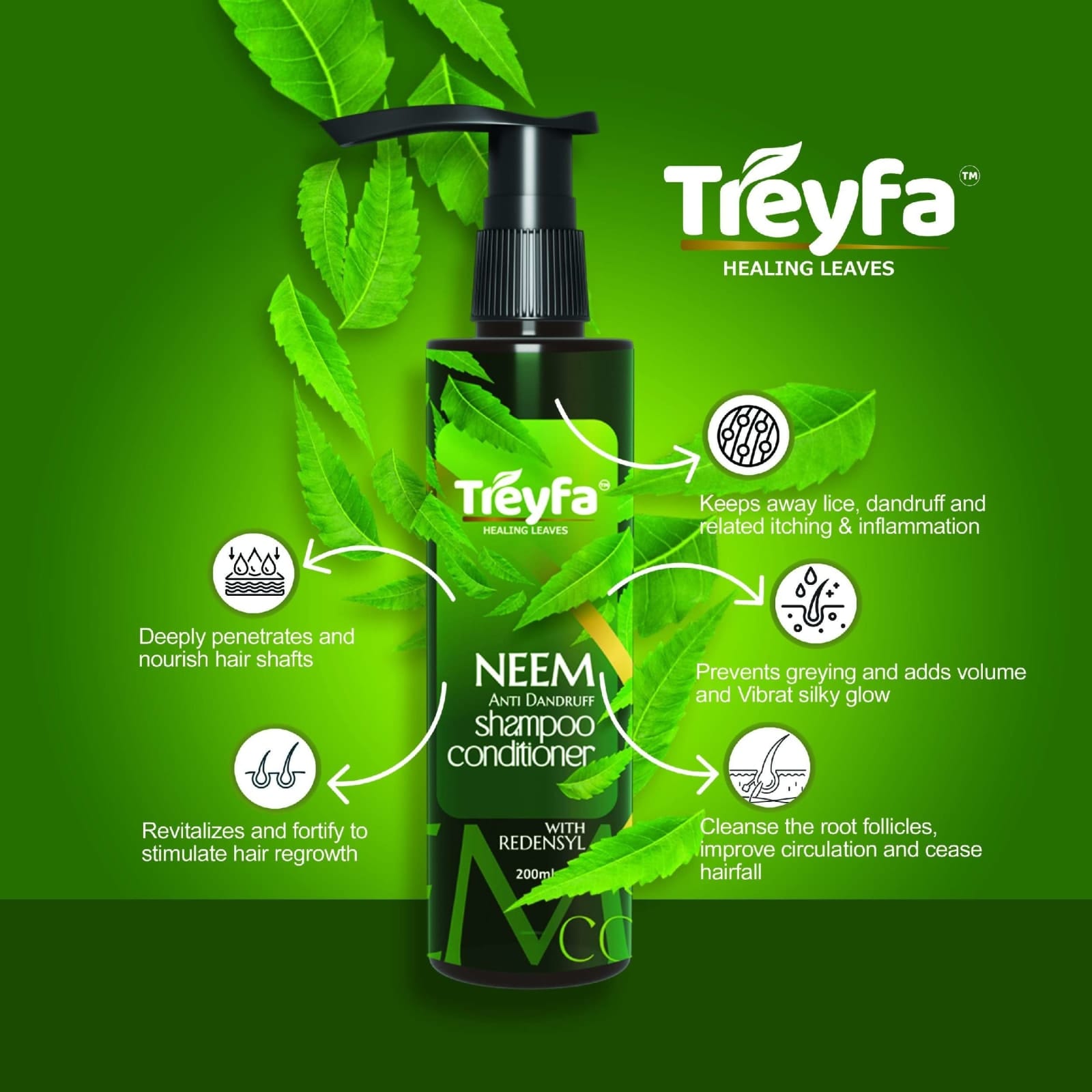 Powerful Neem Anti Dandruff Shampoo & Conditioner 200ML thumbnail 2