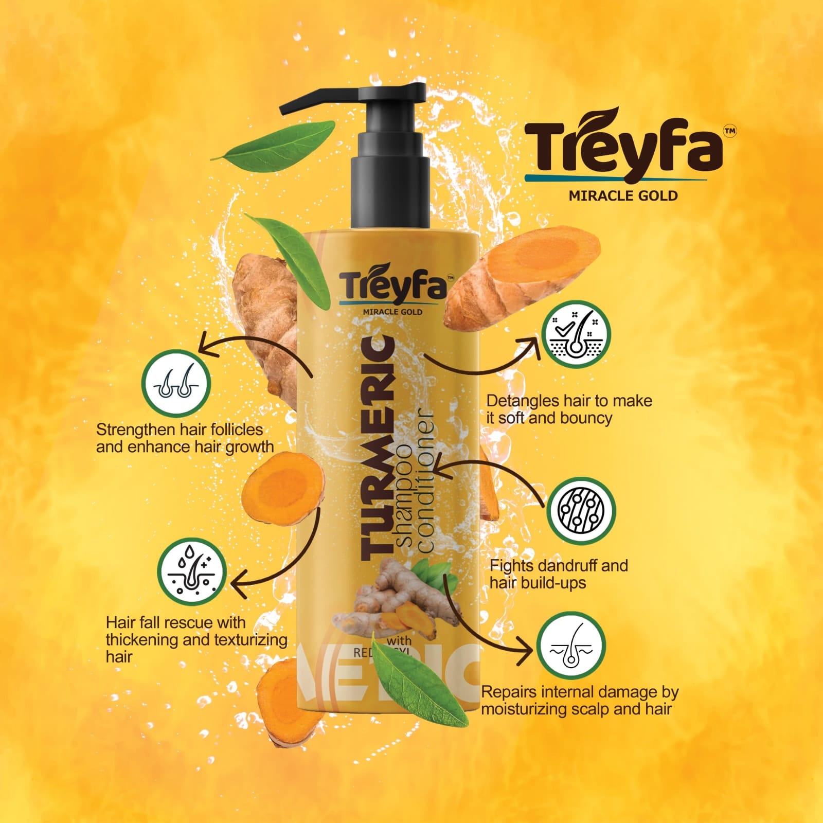 Ultimate Herbal Turmeric Bath Shampoo + Conditioner 100ML thumbnail 2