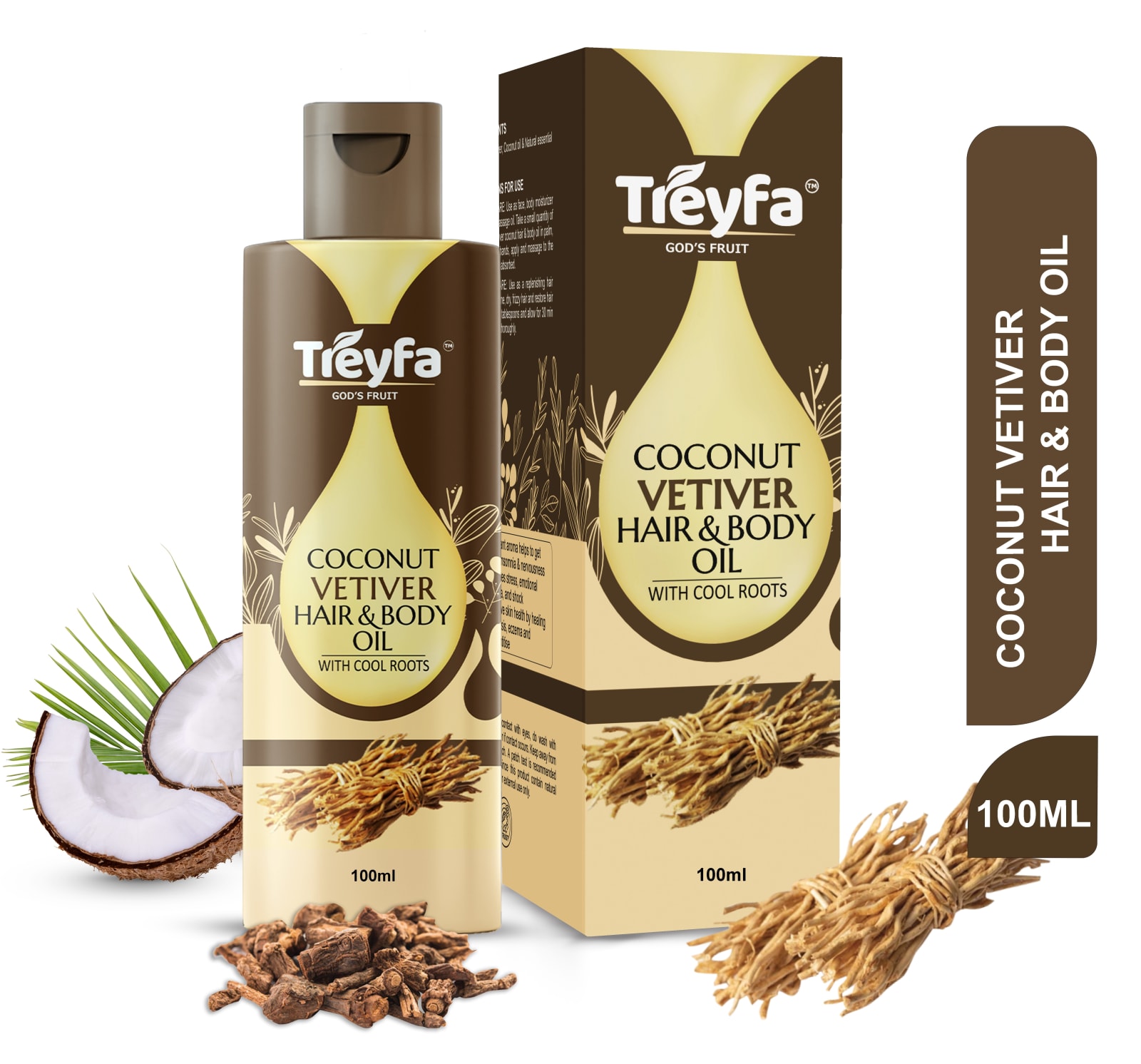 Virgin Coconut Vetiver Hair Oil – Soothing & Deeply Nourishing 100ML