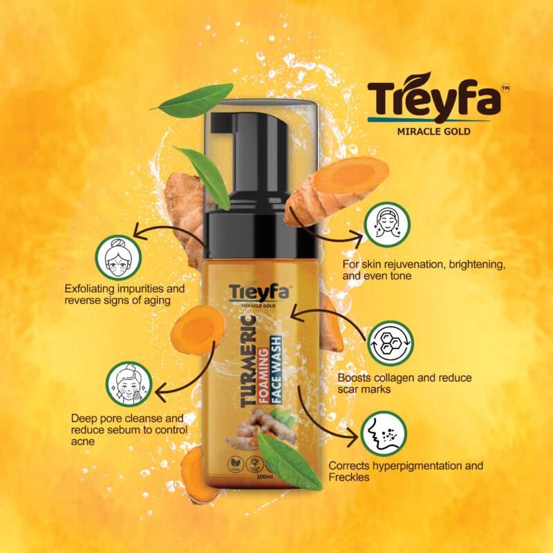 Treyfa Turmeric Foaming Face Wash 100ML – Revitalize & Glow Naturally - Image 2