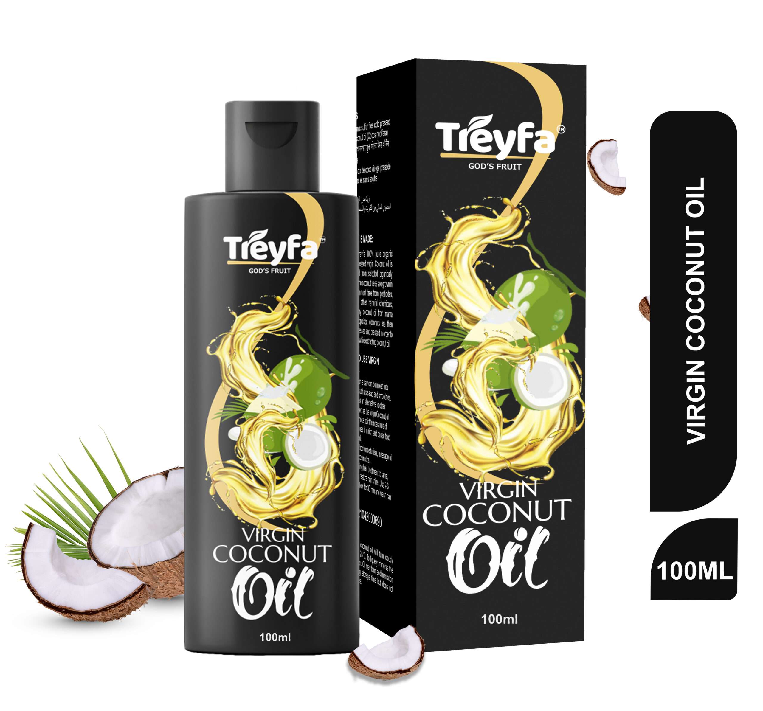 Virgin Coconut Oil 100ML by Treyfa for Hair Skin and Body Care