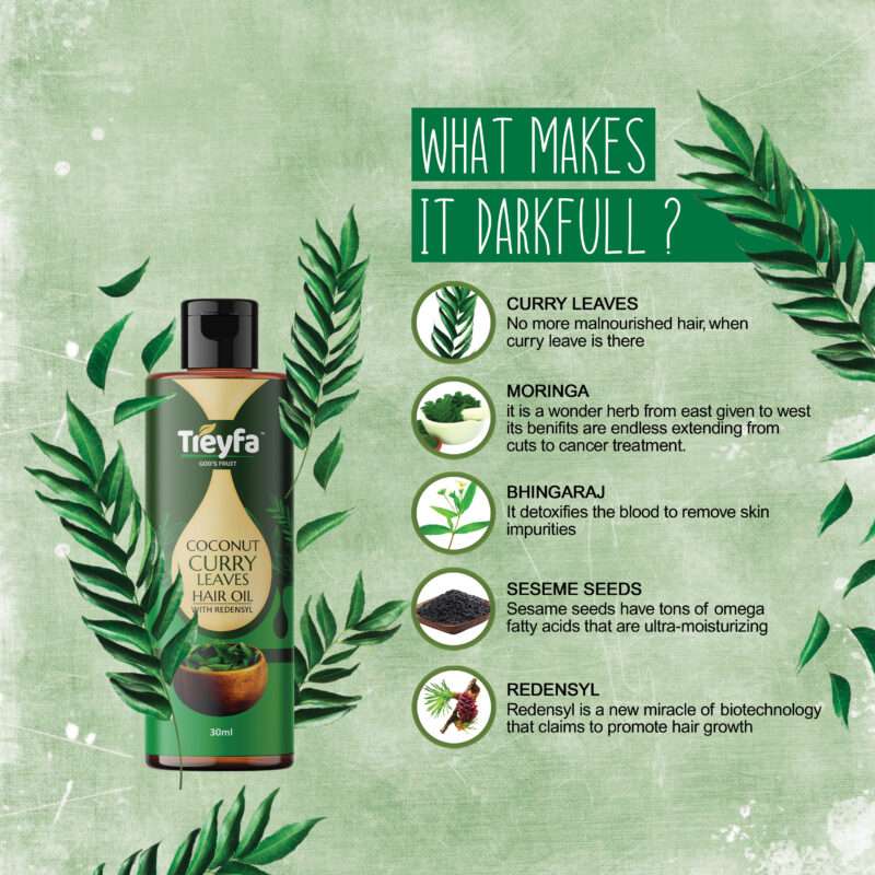 Revitalize Your Hair with Treyfa Coconut & Curry Leaves Hair Oil 30ML - Image 3