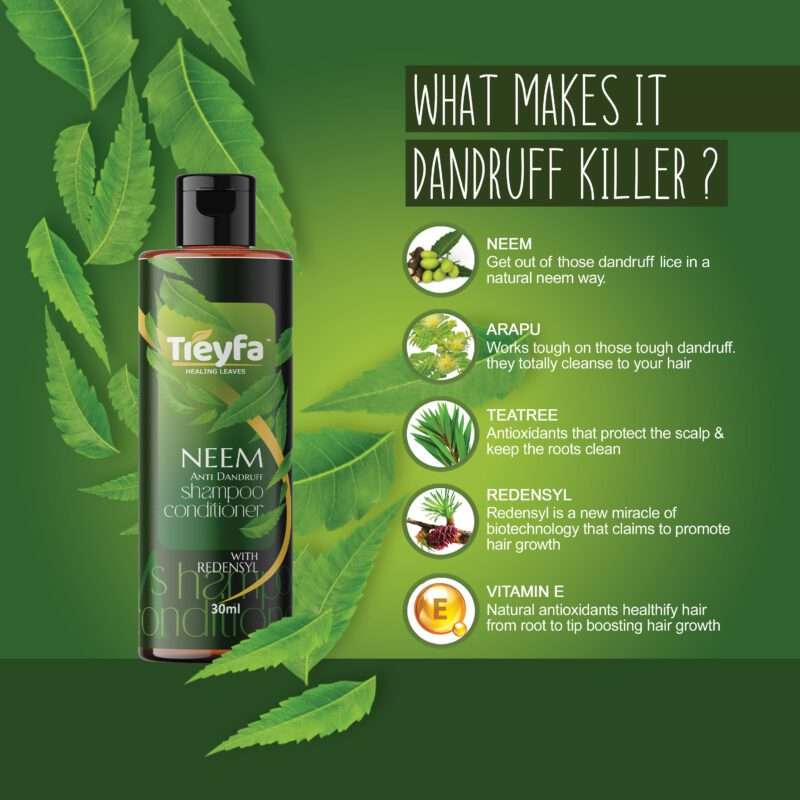 Treyfa Neem Anti Dandruff Shampoo and Conditioner 30ML - Image 3