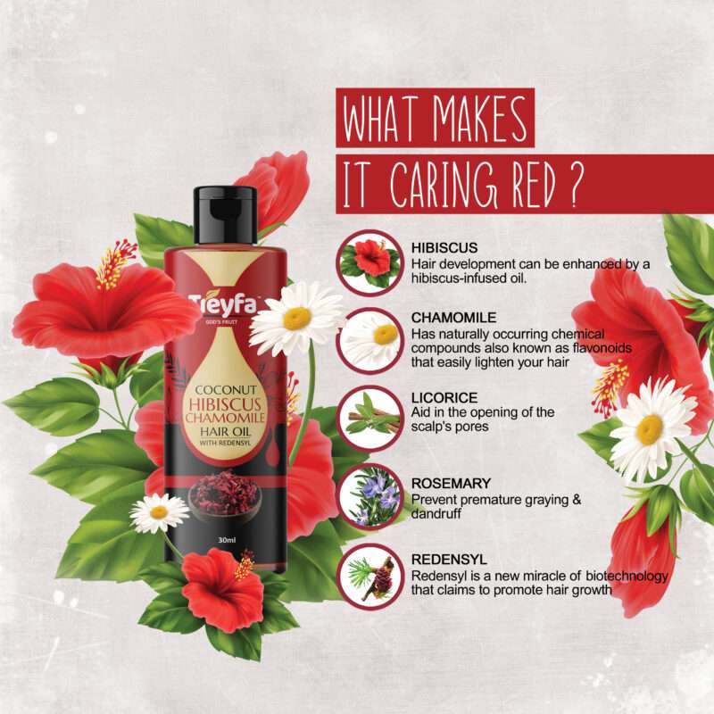 Transform Your Hair with Coconut Hibiscus Chamomile Oil 30ML - Image 3