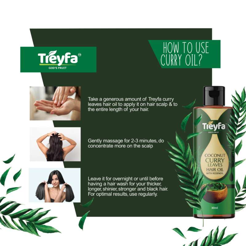 Revitalize Your Hair with Treyfa Coconut & Curry Leaves Hair Oil 30ML - Image 5