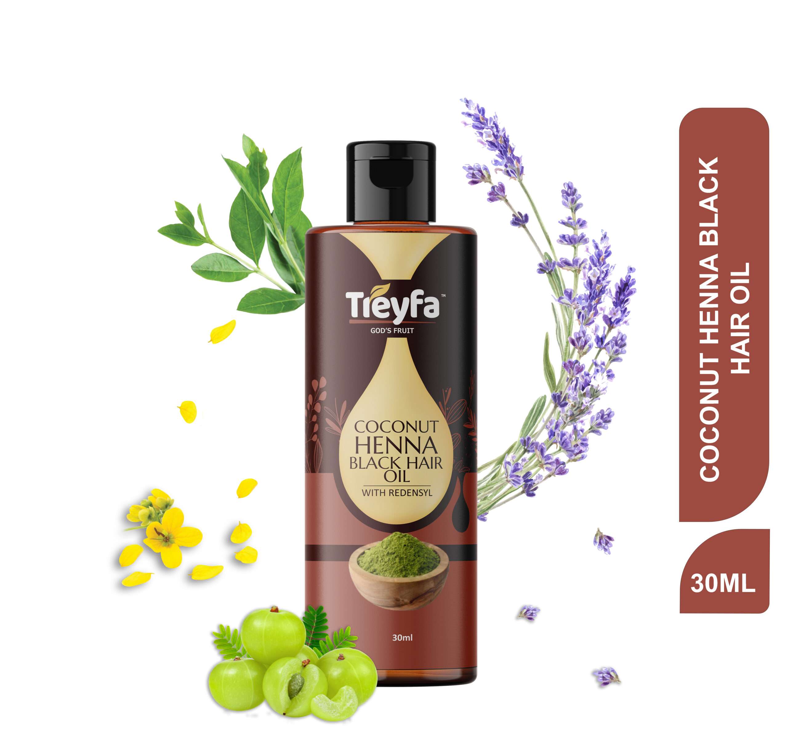 Intense Coconut Henna Black Hair Oil 30ML Bottle