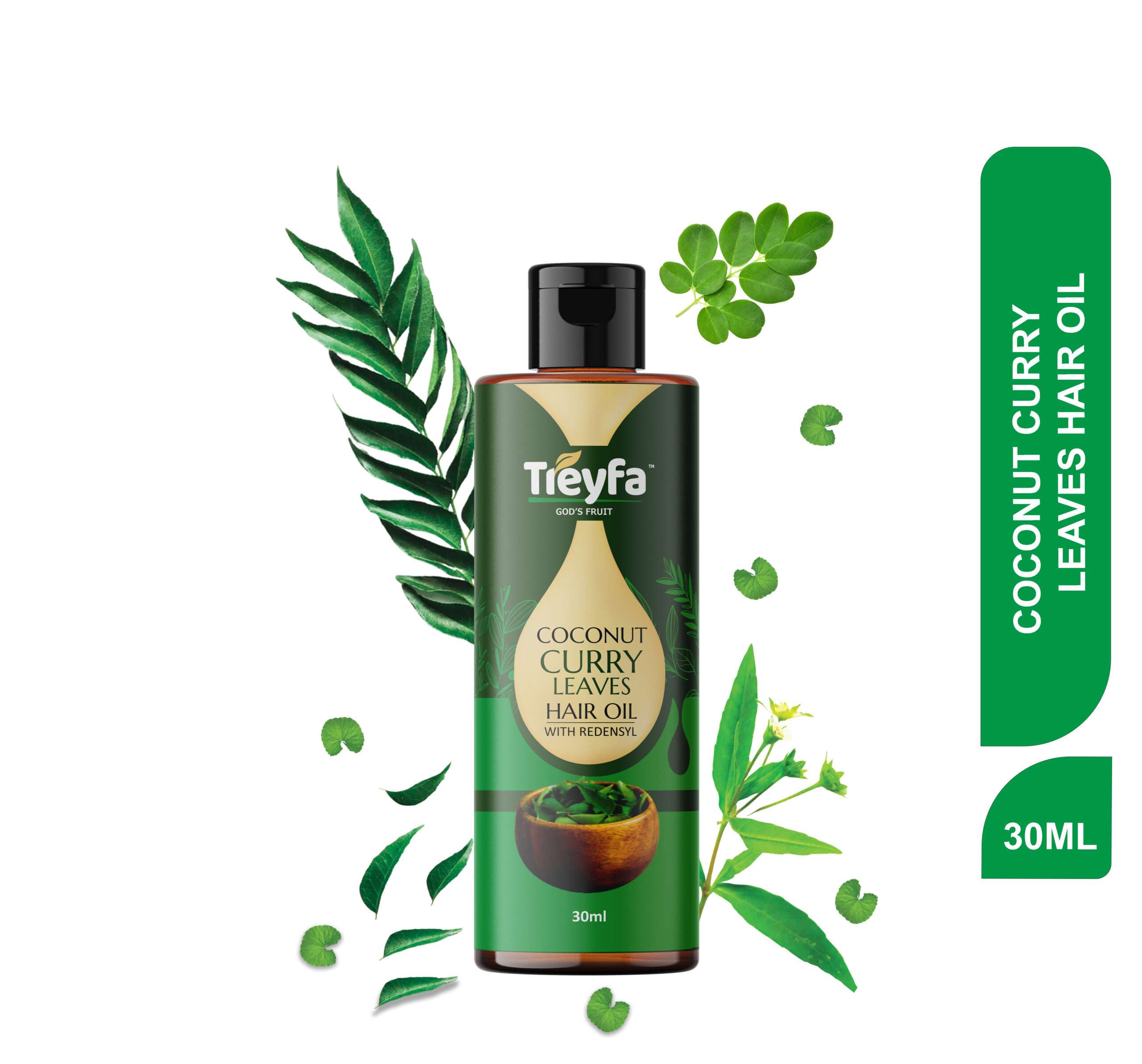Treyfa Coconut & Curry Leaves Hair Oil 30ML Herbal Formula