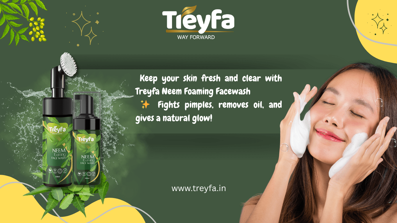 Treyfa Neem Foaming Face Wash bottle for clear, acne-free and healthy skin care