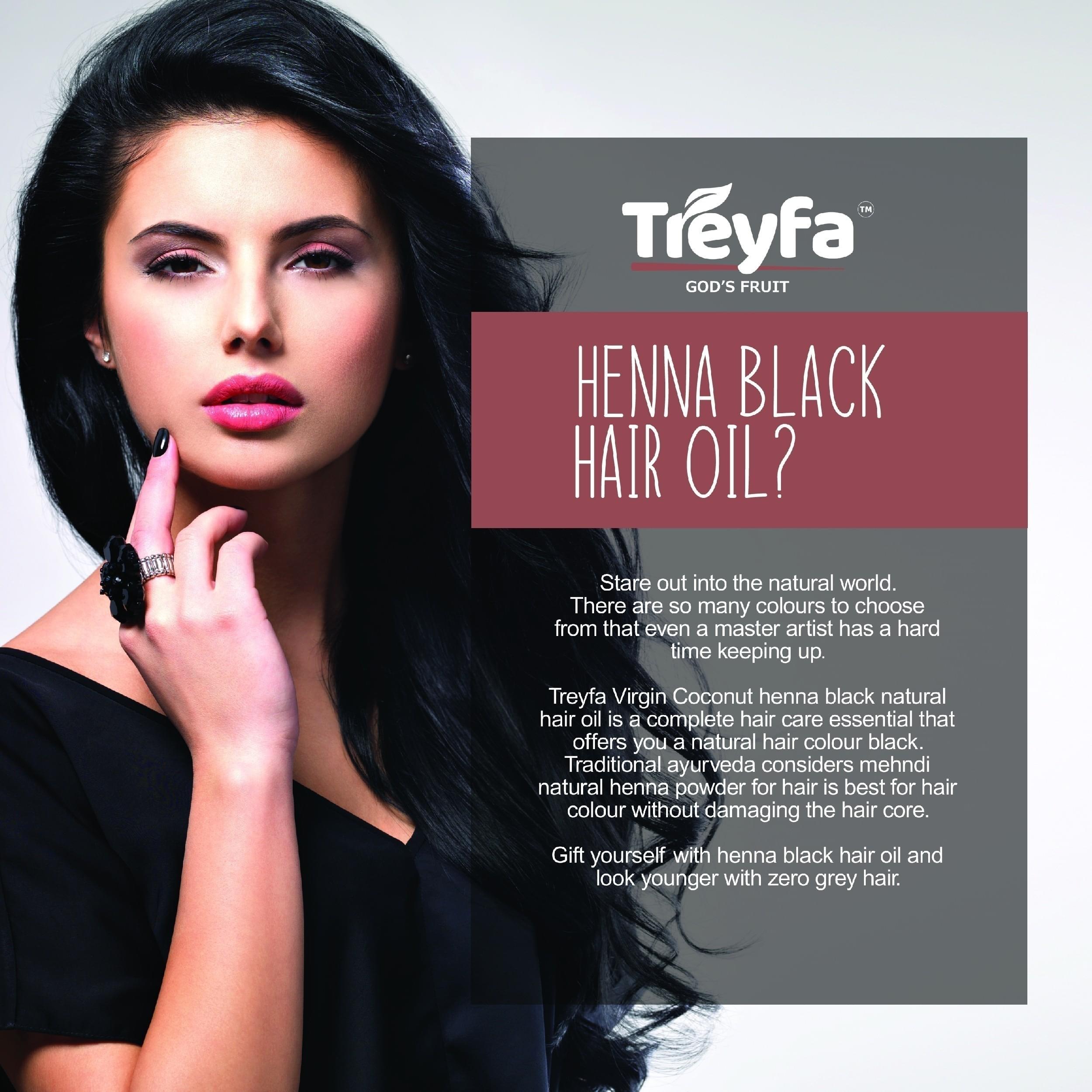 Treyfa Premium Coconut Henna Black Hair Oil – 200ml - Image 3