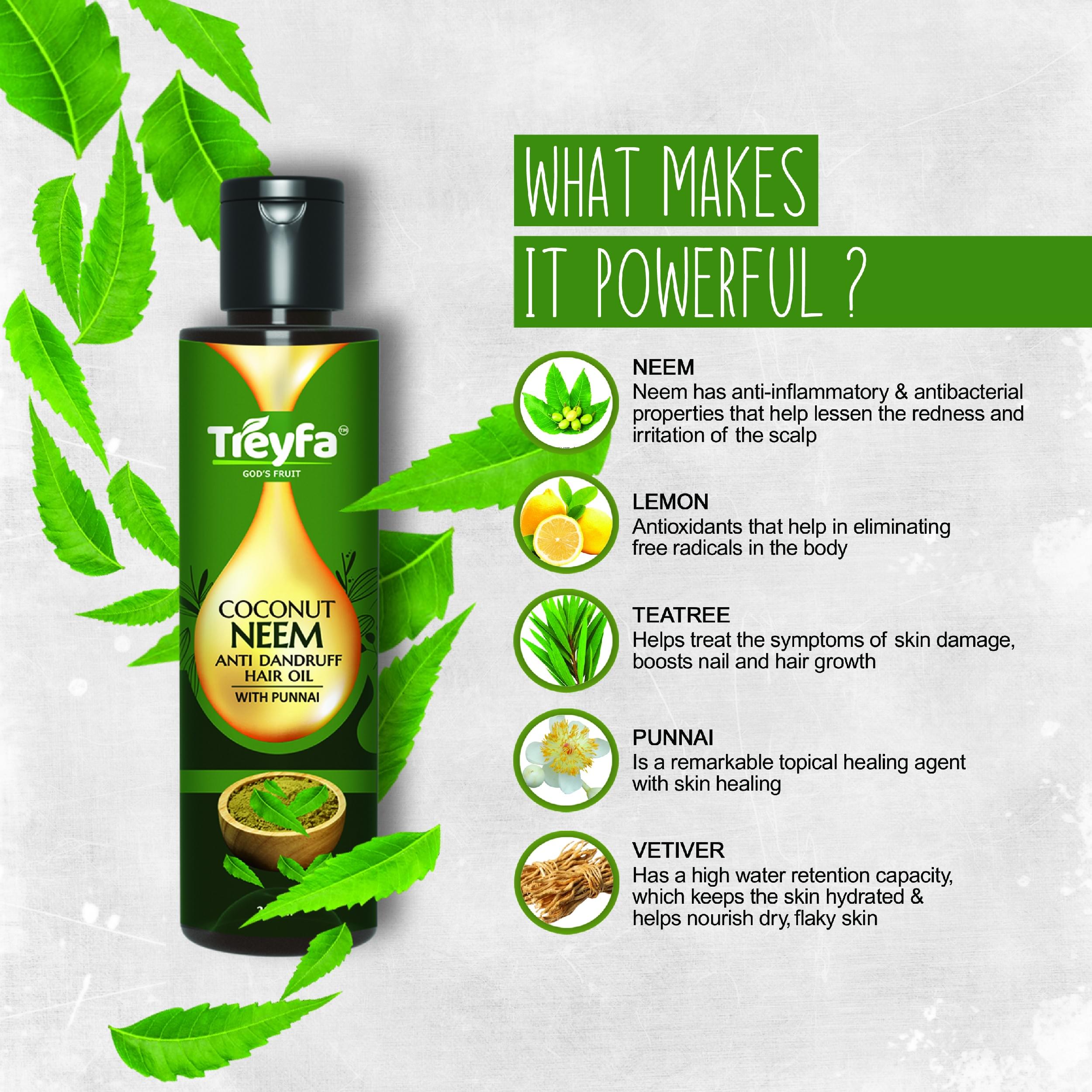 Coconut Neem Anti Dandruff Oil – Powerful Herbal Dandruff & Lice Treatment for Strong, Silky Hair | 200ML - Image 4