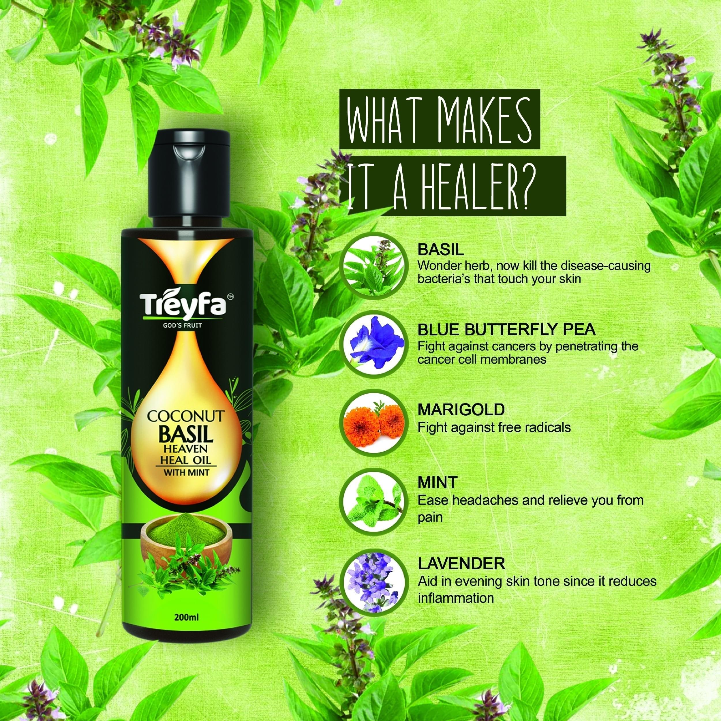 Basil Heaven Heal Oil | Herbal Hair & Body Care – 200ML - Image 4