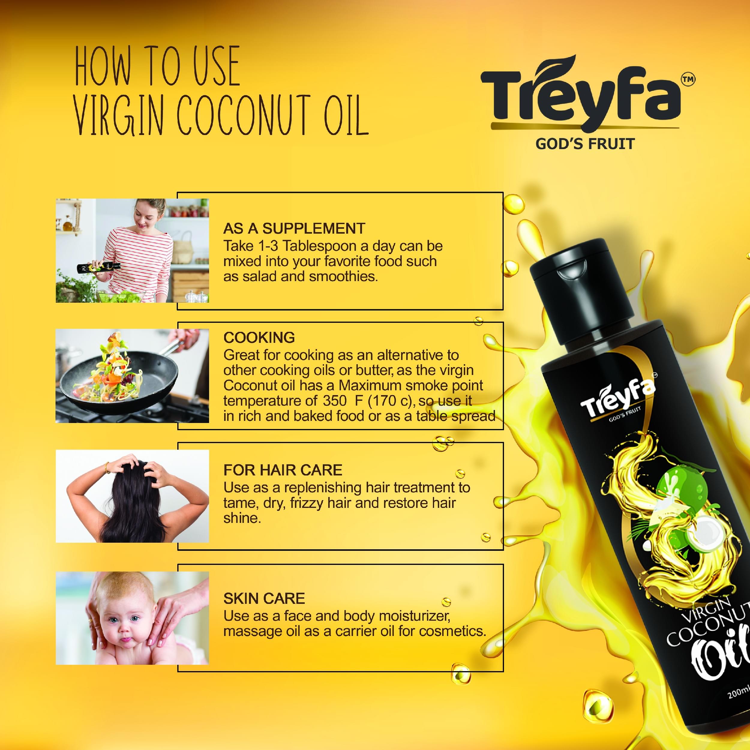 Pure Treyfa Virgin Coconut Oil – 200ML - Image 7
