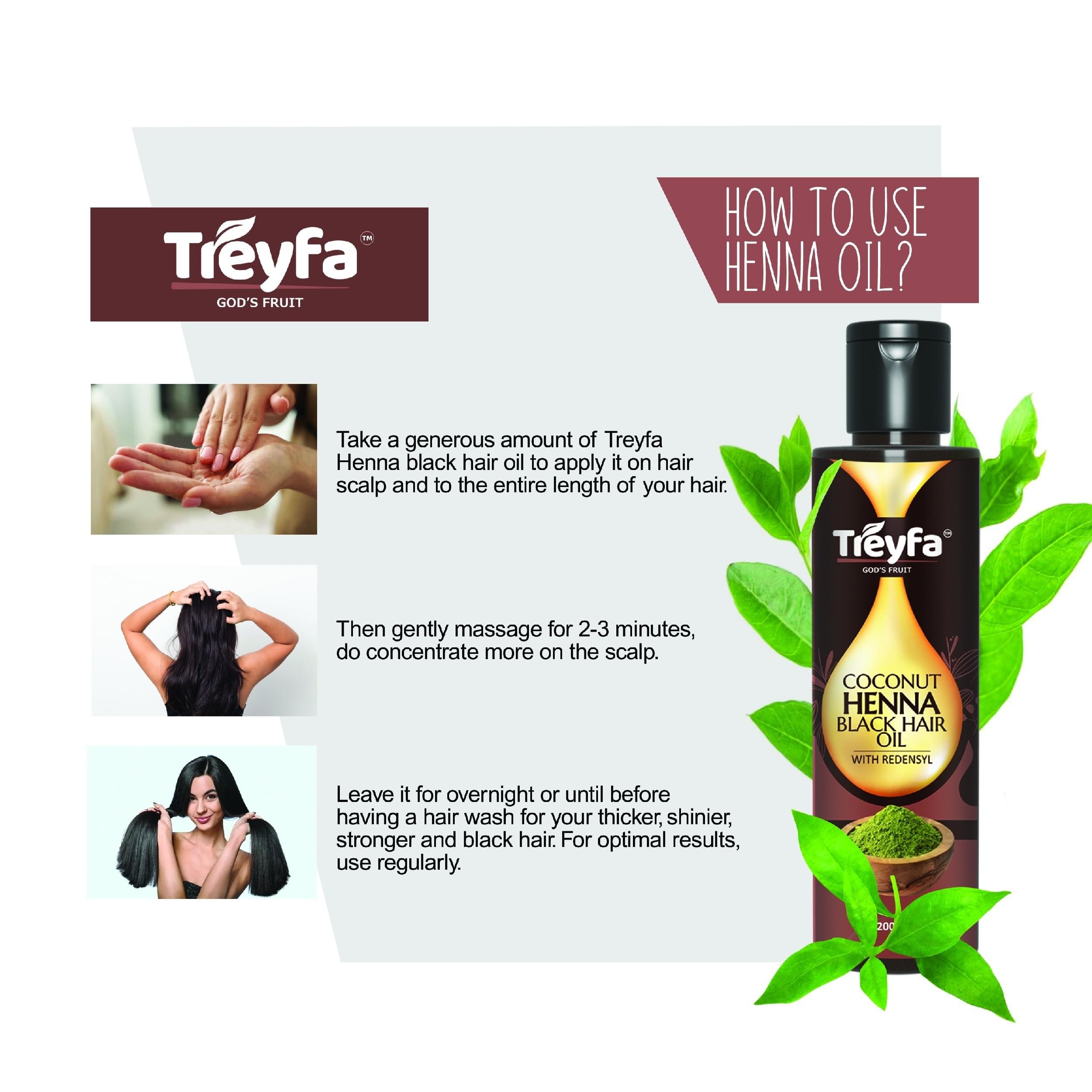 Treyfa Premium Coconut Henna Black Hair Oil – 200ml - Image 6